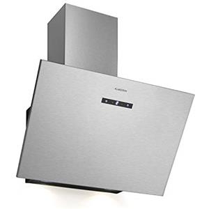 Klarstein Silver Lining - Cappa Aspirante Inclinata a Parete, Classe Energetica A, Ricircolo o Scarico, 3 Livelli, Touch, Display LED, Acciaio Inox, 600 m³/h, 60 cm, Argento