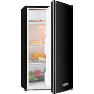 KLARSTEIN Alleinversorger - Frigorifero, Classe E, Freezer, 5 Livelli di Temperatura, 2 Ripiani in Vetro, Direzione dello Sportello Modificabile, Capacità del Frigo: 90L, Nero