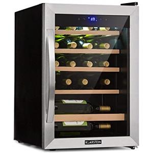 KLARSTEIN Cantinetta Vino, Cantinetta Vino Refrigerata a Zona Singola per Interno/Esterni, Frigo Bar, Cantina Vino con Vetrina, Mini Bar con Protezione UV, Frigo Vino Touch, 4-18°C, 19 Bottiglie