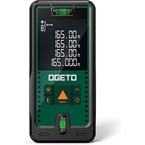 Ogeto Metro Laser 50M, OGETO Misuratore di Distanza Laser IP54 Strumento di Misura Digitale Portatile Telemetro con Livelle a Bolla e Ampio Display LCD Retroilluminato