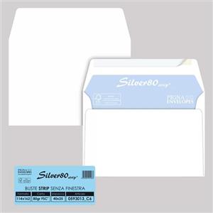 Pigna Busta Commerciale Bianca Internografata 80gr Strip Senza Finestra 114x162mm - Confezione da 25 Pezzi