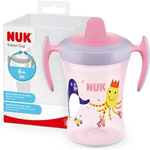 NUK Trainer Cup Bicchiere Antigoccia | Beccuccio Morbido E A Prova Di Perdite | 6+ Mesi | Senza Bpa, color Pinguino (rosa), 230 ml