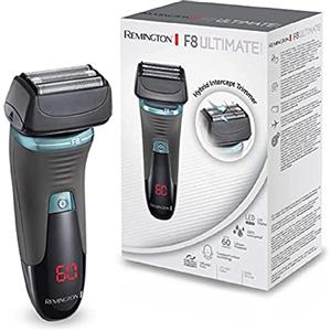 Remington Rasoio elettrico Barba F8 - Display Con i minuti di Autonomia Residua - Utilizzo su asciutto e bagnato, batteria al litio, rifinitore di precisione-rifinitore Basette, custodia, XF8705