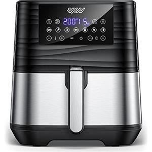 Innsky Friggitrice ad Aria 5,5 Litri, 1700W Friggitrice ad Aria Calda con 11 Programmi, Air Fryer con Funzione di Preriscaldamento, Sbrinamento, Keep Warm, Ricette Italiane