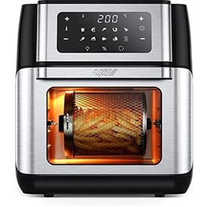 Innsky Friggitrice ad Aria 10 Litri, 10 in 1 Forno ad Aria Calda con LED Touch Screen, Friggitrice Senza Olio da 1500W, Friggere, Griglia, Forno, Arrostir, 6 Accessori e Ricettario - Acciaio Inox