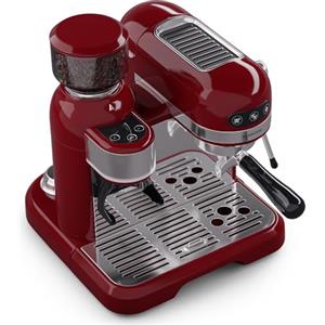 Klarstein Macchinetta Caffe Espresso 1.4L, Macchina da Caffè con ThermoBlock, Caffè Macinato e Cappuccino, Macchina Caffè Retro In Acciao Inox per Caffè Latte e Macchiato, 1550W con Montalatte