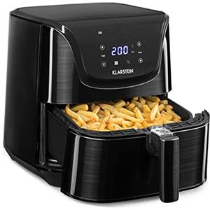 KLARSTEIN Aero Vital Deluxe - Friggitrice ad Aria, Friggitrice ad Aria Calda, Frittura Ipocalorica, 1700 Watt, Cestello da 5,4 Litri, Display LCD Touch, Accio Inox, Timer, Nero