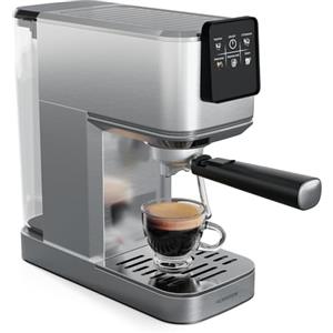 Klarstein SteelPresso Touch Slim Macchina per Caffè Espresso - 20 Bar, 1350W, Serbatoio 1,2L, Beccuccio a Vapore, Display Touch, Acciaio Inox, Compatta