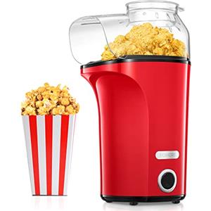 FOHERE Macchina Popcorn 1400W, 4L Gande Capacità, 120g Macchina per Popcorn Aria Calda, Pop Corn Macchina, Salute e Senza Grassi, 2 Minuti Veloce, Festa Film, Natale, Anniversario per Bambini