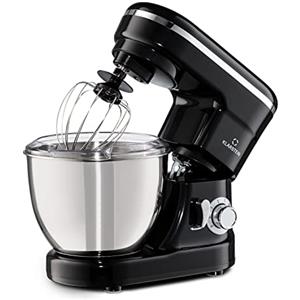 Klarstein Bella Mini - Robot da Cucina, Impastatrice Planetaria, 1200 W, 6 Livelli di Velocità, Mixer in Acciaio Inox, Funzione a Impulsi, Sistema di Miscelazione Planetario, 3 Attacchi, Nero