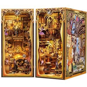 CUTEBEE DIY Book Nook Kit casa delle bambole con copertura miniatura diorama booknook kit con luce LED,3D kit di modellazione in legno,modellismo da costruire adulti (Fantastic Aimal Common Room)