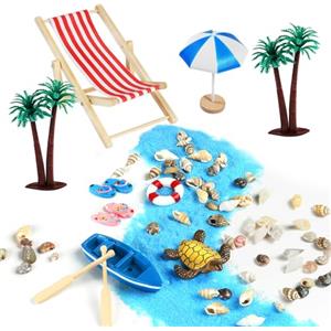 Aolso Accessori Casa delle Bambole in Miniatura, Completo da Spiaggia Decorazione Micro Paessaggio Decorazione Marittima per Bambini, Paesaggio Balneare in Miniatura