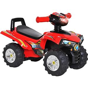 HOMCOM Quad Giocattolo per Bambini, Macchina Cavalcabile per Bambini con Clacson, Musica e Luci, 60x38x42 cm, in PP Rosso