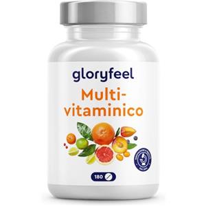 Gloryfeel Multivitaminico Integratore Completo, 180 Compresse per 6 Mesi di Scorta, Vitamine A, B, C, D3, E e Minerali Essenziali, Calcio, Zinco e Selenio, Senza Additivi, Qualità Testata