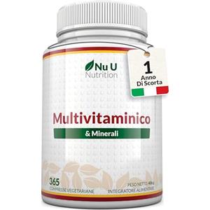 Nu U Nutrition Multivitaminico Completo - 365 Compresse (1 Anno di Scorta) - 25 Vitamine e Minerali per Uomo e Donna - Adatto ai Vegetariani - Integratore Nu U Nutrition