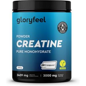 Gloryfeel Creatina Monoidrata in Polvere 500 g, Materia Prima di Marca Creapure ad Alto Dosaggio, Supporto per Sport e Atleti, 100% Creatina Pura e di Alta Qualità, Palestra e Pre Workout