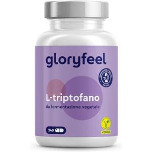 Gloryfeel L-Triptofano 500mg da Fermentazione Vegetale, Triptofano Integratore per Dormire e Migliorare la Qualità del Sonno, 240 Capsule (Scorta di 6 Mesi), Rilassante Antistress per Dormire