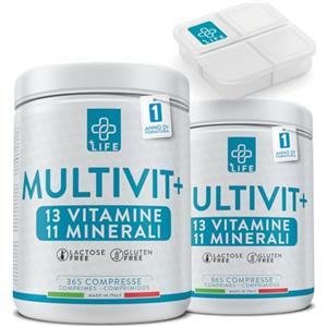 +LIFE Multivitaminico Completo Con Minerali Piulife® 730 Compresse Con 24 Vitamine E Minerali, Integratore Multivitaminico Donna Uomo Bambini, Difese Immunitarie Adulti, Energia Integratori Stanchezza