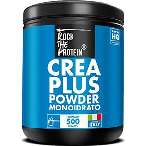 Rock The Protein CREATINA Monoidrata Polvere 500g Rock The Protein® Creatina In Polvere Performance, Forza, Aumento Massa Muscolare, Mass Gainer Creatine Monohydrate Ad Alta Biodisponibilità, Integratori Palestra