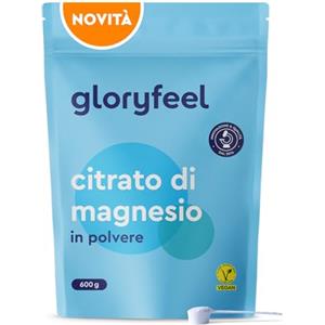 Gloryfeel Magnesio Citrato in Polvere, 400 mg per Dose Giornaliera, 6 Mesi di Scorta, per una maggiore energia e una normale funzione muscolare*, 100% vegan e senza additivi