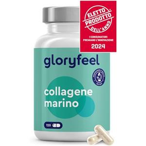 Gloryfeel Collagene Marino Idrolizzato Tipo 1, Collagene Puro Alto Dosaggio Dose 1500mg,120 Capsule Collagene Integratore Senza Metalli Pesanti o OGM (1 Mese), Peptidi di Collagene Idrolizzato 100%