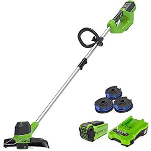 Greenworks tagliabordi a batteria G40LT 3 bobine doppio filo, Li-Ion 40 V ampiezza taglio 30 cm motore testina 7000 giri/min rotante inclinabile stelo in alluminio batteria 2Ah e caricatore