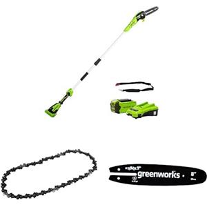 Greenworks Sega ad Asta a Batteria, Lunghezza Barra 8 Pollice (20cm) Batteria 40V 2Ah e Caricabatterie + Greenworks 20cm Catena + Greenworks 20cm barra a catena