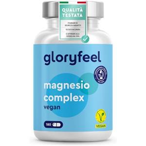 Gloryfeel Magnesio Completo Vegan, Qualità Premium Testata, con 5 Forme di Alta Qualità e Biodisponibilità, Supporto Corpo e Mente, Testato in Laboratorio, ad Alto Dosaggio