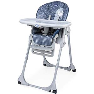 Chicco Polly Easy Seggiolone Pappa Evolutivo per Bambini da 6 Mesi a 3 Anni (15 kg), Seggiolone Reclinabile a Sdraietta con Altezza e Poggiapiedi Regolabili, 4 Ruote, Chiusura Compatta - Pinguin, Blu