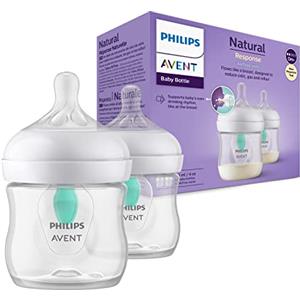 Philips Avent Biberon Natural Response - 2 biberon da 125 ml con valvola Airfree, senza BPA, per neonati e bambini di pochi mesi (modello SCY670/02)