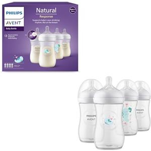 Philips Avent Natural Response set regalo per bambini, 4 biberon Natural Response da 260 ml con T3 (tettarelle 1m+), SCY903/61