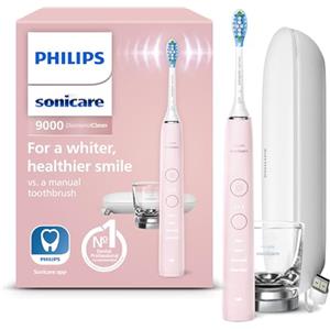 Philips Sonicare Diamondclean 9000 Spazzolino Elettrico Sonico, Connesso All'App, Con Custodia Da Viaggio Usb E Bicchiere Di Ricarica, Modello Hx9911/29, Rosa