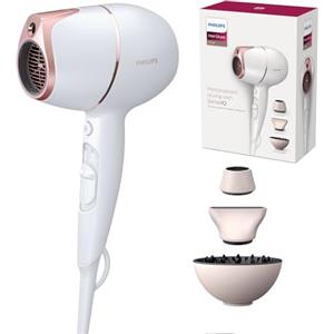 PHILIPS BHD628/00 Asciugacapelli con SenseIQ, 1800 W, Bianco/Rosa