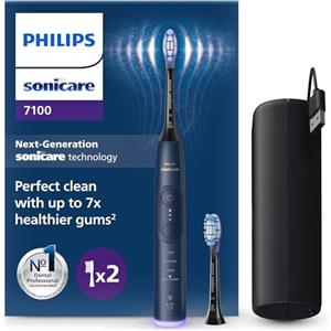 Philips Sonicare 7100, spazzolino elettrico sonico con app, 4 modalità di spazzolamento e 3 livelli di intensità, avviso di pressione, EasyStart, SmarTimer e BrushPacer, blu navy, modello HX7423/01