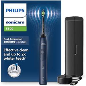 Philips Sonicare 5500, spazzolino elettrico sonico con 2 modalità, avviso di pressione, EasyStart, Smartimer e BrushPacer, blu navy, modello HX7113/01