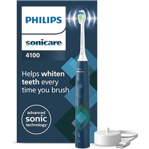 Philips Sonicare 4100 Electric Toothbrush, spazzolino sonico con due modalità, sensore di pressione e timer, Malibu Blue Prismatic, modello HX3689/42