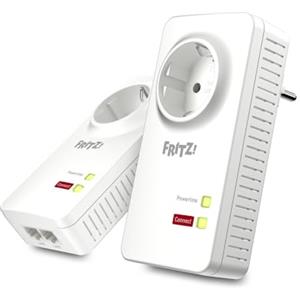 AVM FRITZ!Powerline 1220E Set Kit di 2 Adattatori con Presa Passante, Fino a 1200 Mbps, 2 Porte LAN Gigabit, Plug and Play, Eco Mode, Istruzioni in Italiano