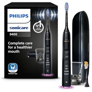 Philips Sonicare DiamondClean Smart 9400 spazzolino elettrico, spazzolino sonico con app, sensore di pressione, rilevamento della testina, nero, modello HX9917/89