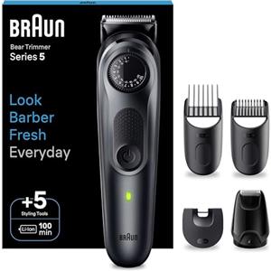 Braun Series 5 RASOIO ELETTRICO BARBA, lama barba Ultra Affilata, REGOLABARBA UOMO 40 Lunghezze, Accessori Per Lo Styling, Custodia, 100 Minuti Di Utilizzo Senza Fili, Idea Regalo, BT5420 Nero