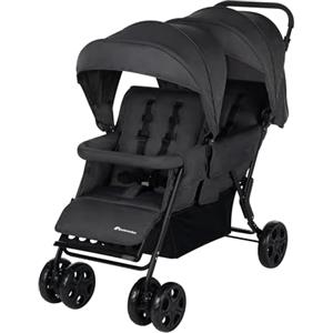 BEBE CONFORT Bebeconfort Teamy passeggino fratellare gemellare lineare, passeggino tandem doppio leggero e compatto, pesa solo 12,5 kg, con parapioggia e coprigambe inclusi, Mineral Graphite