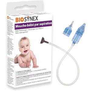 BIOSYNEX - Aspiratore Nasale Manuale per Bambini - Aspirazione Manuale - 2 Dimensioni di Beccucci Riutilizzabili - Igienico - Libera il Naso - Neonati, Bambini e Lattanti