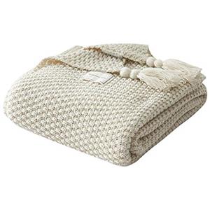 HISASHI AUSTINCIAGA Coperta in Maglia Plaid per Divano Copriletto Coperta da Letto Nordico Calda Morbida con Frange Fatta a Mano per Spiaggia Tutte Le Stagioni Acrilico
