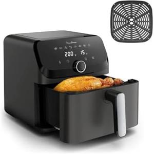 Moulinex Easy Fry Mega, Friggitrice ad Aria, Capacità Extra-Large 7.5 L, Fino a 8 Persone, 8 Programmi Preimpostati, Dimensioni Compatte, App con Ricette, Lavabile in Lavastoviglie, EZ855H, nera