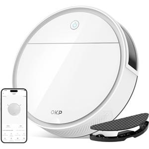 OKP K5P Robot Aspirapolvere, 5000Pa, 180 Minuti, WiFi/App, Design Sottile, Auto-Ricarica, Silenzioso, Perfetto per Pavimenti Duri, Peli di Animali, Tappeti