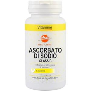 Laboratori Bio Line Bio Line Ascorbato di Sodio - Vitamina C Pura 120 Compresse Deglutibili con Acqua Integratore Difese Immunitarie che Migliora l'Assorbimento del Ferro, Integratori Alimentari Made in Italy