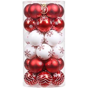 Sea Team Set Palla di Natale 60mm/2.36 Ornamento Raffinato Adattano a Tema di Colore a Contrasto con Pittura & Albero Natale Scintillante—30pcs