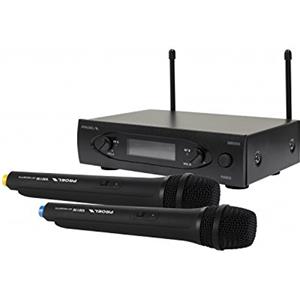 Proel WM101DM - Doppio Radiomicrofono Wireless Professionale UHF a Gelato e Centralina ricevente a due canali con uscite indipendenti, Nero (WM101DM)