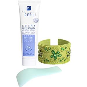 Easy Depil KIT CREMA DEPILATORIA PARTI DELICATE (Ascelle, Inguine, Parti intime) da 75 ml + BRACCIALE ARABESQUE. Unisex, Rapida, facile da usare, efficace, sicura. Con Proteine Vegetali Addolcenti.