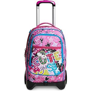 SJ GANG STYLE JAM GANG Trolley Scuola SJ Jack 2 Ruote - Cuteled Girl Bambina - Zaino Sganciabile - Doppio Uso - Rosa