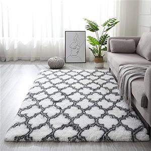 Tinyboy-hbq Tappeti Salotto Shaggy Tappeto a Pelo Lungo Tappeto Peloso Soggiorno Salotto Moderno Cameretta Tappeti Pelosi Camera da Letto Morbido Tappetino Antiscivolo Morbido e Soffice (bianco, 185*185)